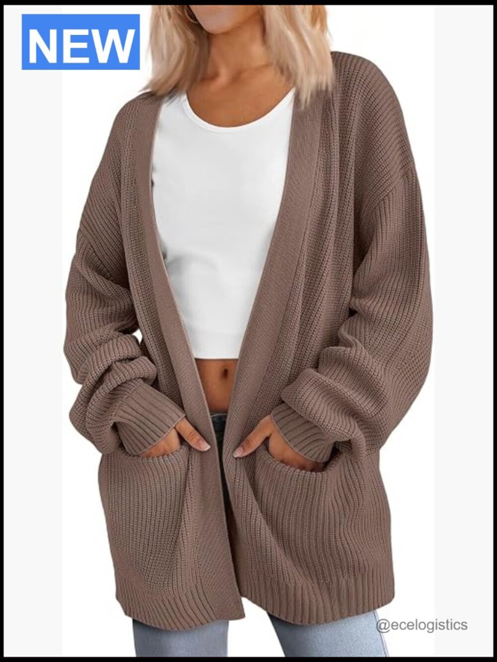 Oversized Soft Knit Cardigan Sweater with Pockets